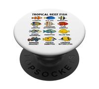Tropical Reef Fish Types Chart, Marine Fish Species PopSockets Adhesive PopGrip