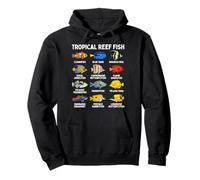 Tropical Reef Fish Types Chart, Marine Fish Species Pullover Hoodie