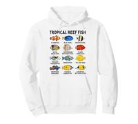 Tropical Reef Fish Types Chart, Marine Fish Species Pullover Hoodie