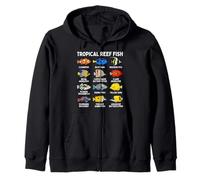 Tropical Reef Fish Types Chart, Marine Fish Species Zip Hoodie