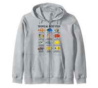 Tropical Reef Fish Types Chart, Marine Fish Species Zip Hoodie