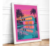 Tropical Reflection Modern Framed Wall Art Print A1 (84.1×59.4cm) White, Wall Decor for Living Room, Bedroom, Office & Home, Ready to Hang, Art Gift