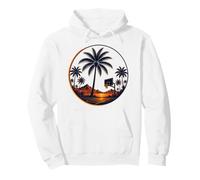 Tropical Retro Palm Trees Basketball Hoops Pullover Hoodie