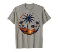 Tropical Retro Palm Trees Basketball Hoops T-Shirt