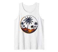 Tropical Retro Palm Trees Basketball Hoops Tank Top