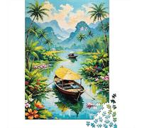 Tropical River Landscape 1000 Pieces Classic Jigsaw Puzzle for Weekend Hobbyists & Adults Premium Paper Home Decor Wall Art Gift for Women Holiday Wall Decor 38x26cm/1000pcs