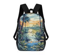 Tropical River Landscape at Sunset Backpack, 3D Printed School Bag, School Lunch Bag, Travel Backpack, Friends Backpack, School Backpack for Girls And Boys 17inch