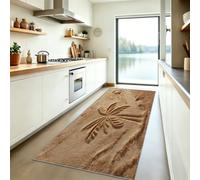Tropical Runner Rugs for Hallway 60x240 cm, Sand Palm Trees Sun Pattern Non Slip Washable Carpet, Brown Non Shedding Low Pile Rugs for Kitchen Bedside Office Corridor Laundry Room