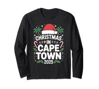 Tropical Santa Hat and Lights, Christmas in Cape Town 2025 Long Sleeve T-Shirt