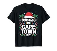 Tropical Santa Hat and Lights, Christmas in Cape Town 2025 T-Shirt