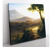 Tropical Scenery by Frederic Edwin Church Classic Painting Canvas Wall Art Print Ready to Hang, Framed Picture for Living Room Bedroom Home Office Décor, 35x35 cm (14x14 Inch)