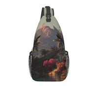 Tropical Scenery Print Crossbody Sling Backpack Sling Bag Travel Hiking Chest Bag | Lightweight Foldable Crossbody Bag