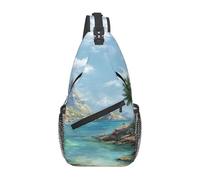 Tropical Scenery Print Crossbody Sling Backpack Sling Bag Travel Hiking Chest Bag | Lightweight Foldable Crossbody Bag