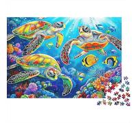 Tropical Sea 1000 Piece Turtle Puzzle Paper for Adults Brain Training Ocean Life Jigsaw Educational Wall Art 52x38cm/1000pcs