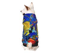 Tropical Sea Fish Printed Dog Hoodie Soft Dog Sweatshirt Cute Cat Dog Clothes for Small Dogs Kitten Puppy, 2XL