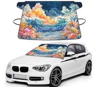 Tropical Sea,Ocean Theme Print Car Windshield Cover For Ice And Snow Universal Fit For Most Cars Multifuntional Ice Protector Keep Snow Frost Off
