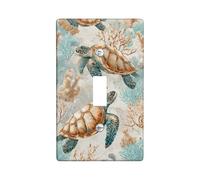 Tropical Sea Turtle Light Switch Cover Plates/Outlet Covers, Aqua Blue Ocean Theme for Beach Decor, Thermoplastic Wall Plates, Standard Size Single Toggle