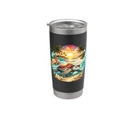 Tropical Sea Turtle Sunset Beach Ocean Paradise Graphic Stainless Steel Insulated Tumbler