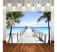 Tropical Seaside Backdrop Summer Holiday Coconut Trees Photography Background Wedding Ceremony Honeymoon Birthday Party Banner 210X150cm