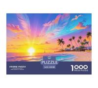 Tropical Seaside Sunset Jigsaw Puzzles for Adults Interesting Puzzle Game 1000 Jigsaws Brain Challenge for Adults Gifts 52x38cm/1000pcs