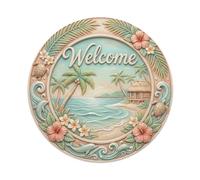 Tropical Serenity Welcome Peaceful Haven Metal Tin Sign