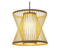 Tropical Shade Modern Chinese Chandelier Retro E27 DIY Wood Wicker Woven Pendant Rattan Weave Hanging Lamp Kitchen Light Fixture for Living Room Bar Restaurant(35cm*30cm)