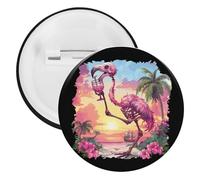 Tropical Skeleton Flamingo Brooch Pins Personalized Tinplate Badges Cute Lapel Pin Party Decorations 12PCS