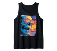 Tropical Skull in Sunglasses Sunset Summer Gothic Summerween Tank Top