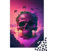 Tropical Skull Island 1000 Piece Jigsaw Puzzle Paper Puzzle for Adults Sunset Mysterious Style Focus Booster Family Relaxation Gift 52x38cm/1000pcs