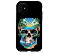 Tropical Skull Landscape With Ocean Waterfall And Palm Trees Case for iPhone 11