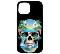 Tropical Skull Landscape With Ocean Waterfall And Palm Trees Case for iPhone 15