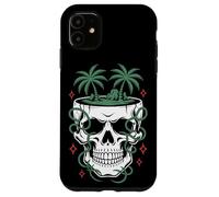 Tropical Skull Palm Trees Jungle Vines Surreal Beach Case for iPhone 11
