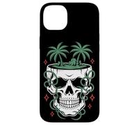 Tropical Skull Palm Trees Jungle Vines Surreal Beach Case for iPhone 14 Plus