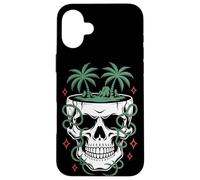 Tropical Skull Palm Trees Jungle Vines Surreal Beach Case for iPhone 16 Plus