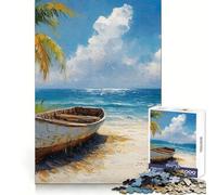 Tropical Stranded Island 1000 Pieces Jigsaw Puzzles for Teenagers Logic Ability Restful Escape Crisp Edges Cozy Xmas Gift (38x26cm)
