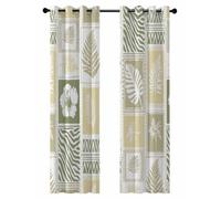 Tropical Summer Boho Blackout Curtains for Bedroom Living Room, Monstera Fern Leaf Palm Leaf Hibiscus 84 In Long Thermal Insulated Room Darkening Drapes Grommet Window Treatments, 42 x 84 In