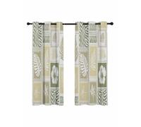 Tropical Summer Boho Blackout Curtains for Bedroom Living Room, Monstera Fern Leaf Palm Leaf Hibiscus 54 In Long Thermal Insulated Room Darkening Drapes Grommet Window Treatments, 42 x 54 In