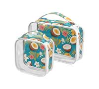 Tropical Summer Coconuts Toiletry Bag for Women TSA Approved Multifunctional Cosmetic Travel Bag Travel Essential
