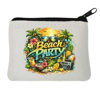 Tropical Summer Evening Celebration Neoprene Coin Purse Pouch 10x11cm White