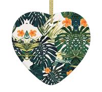 Tropical Summer Hawaiian Flower Palm Leaves Christmas Ceramic Love Pendantï¼ŒDecorate