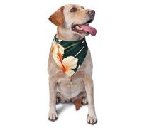 Tropical Summer Hawaiian Flower Palm Leaves Dog Bandana Pet Scarf Accessories for Small Medium Dogs Cats Photo Prop, Triangle Pet Bandanas Adjustable Puppy Bib Washable Dog Kerchief Puppy Neckerchief