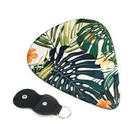 Tropical Summer Hawaiian Flower Palm Leaves Guitar Picks, 6 Pcs Guitar Plectrums double-sided printing, suitable for acoustic, electric and bass guitars, including 0.46 mm 0.71 mm 0.96 mm