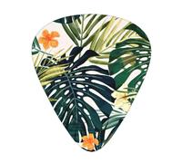 Tropical Summer Hawaiian Flower Palm Leaves print Guitar Picks 12 Pack Assorted Thickness for Guitar,ukulele,0.46/0.71/0.96mm