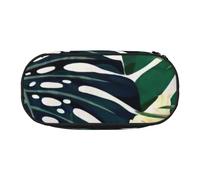 Tropical Summer Hawaiian Flower Palm Leaves Print Pencil Case Stationery Tool Office Supplies Unisex Accessory Suitable Any Occasion, Black, One Size, Cute