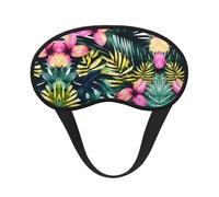 Tropical Summer Hawaiian Flower Palm Leaves Print Sleep Mask for Side Sleepers Cute Blackout Eye Mask Shades Cover for Home or Travel