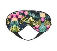 Tropical Summer Hawaiian Flower Palm Leaves Print Soft Eye Mask for Women Men Comfortable with Adjustable Strap for Travel Yoga Nap Shift Work