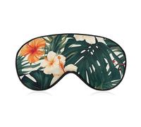 Tropical Summer Hawaiian Flower Palm Leaves Sleep Mask, Ultra Soft Eye Mask for Sleeping with Adjustable Strap, Comfortable Lightweight Blindfold Eyeshade, Total Blackout Eye Cover for Night Sleep Tra