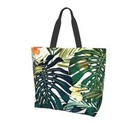 Tropical Summer Hawaiian Flower Palm Leaves Tote Bag for Women Ladies Handbags Shoulder Bags For Work Beach Travel Shopping