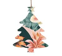 Tropical Summer Hawaiian Flower Palm Leaves Wooden Christmas Ornament Christmas Tree Shape Personalized Hanging Ornament Pendant Decoration for Xmas Tree Holiday Party Home Farmhouse Decor 6 PCS