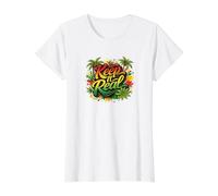 Tropical Summer Island Beach Vibe Colourful Value Graphic T-Shirt, Women, White, S